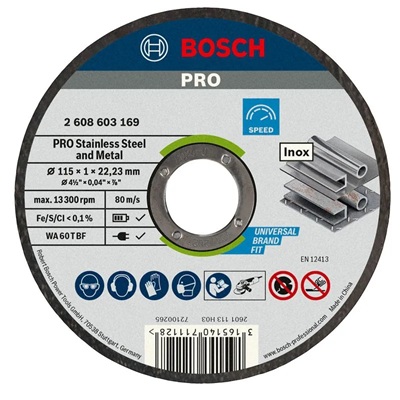 DISCO DE CORTE PRO AÇO INOXIDAVEL E METAL 115X1