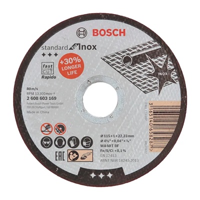 DISCO DE CORTE BOSCH STANDARD METAL 115X1MM